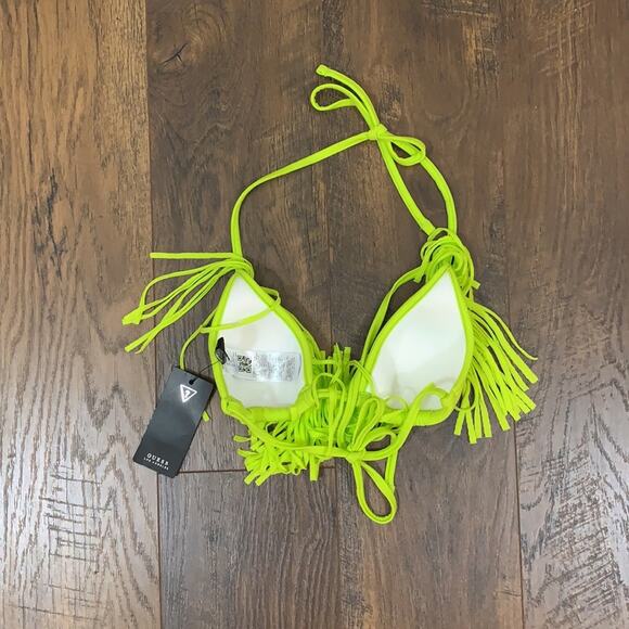 Guess Triangle Fringe Neon Yellow Bikini Top - Picture 8 of 8
